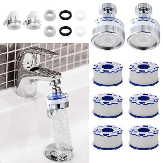 8 Pcs Sink Water Filter Faucet Set, 360 ° Rotating Bathroom Sink Filter by BREADEEP