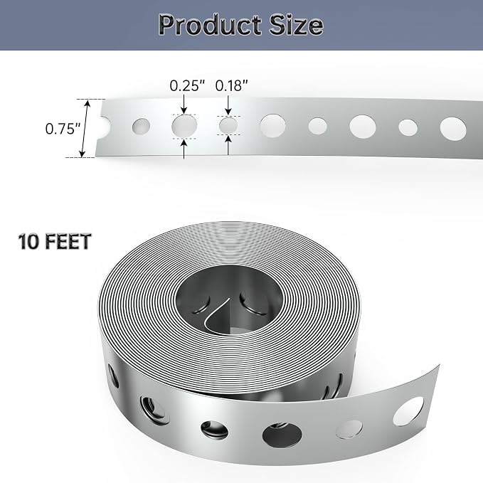 2 Pack Galvanized Metal Pipe Strap 3/4-Inch x 10-Feet 24-Gauge | - Image 2