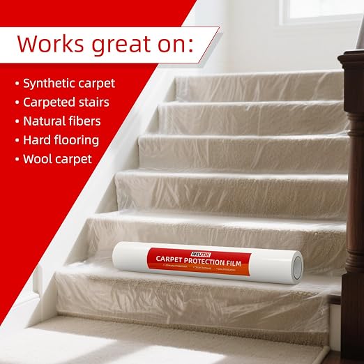 WELSTIK Clear Carpet Protector Film 24" x 200' Single Roll. Clean-Removing - Image 5