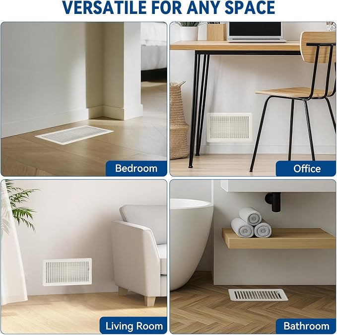 6" x 12" Floor Register Vent Covers 2-Pack, Cream White - Image 7