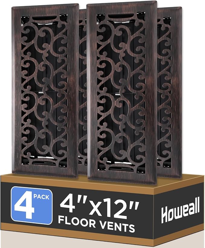 Howeall 4x12 Inches 4 Pack Heavy Duty Walkable Floor Register by Howeall