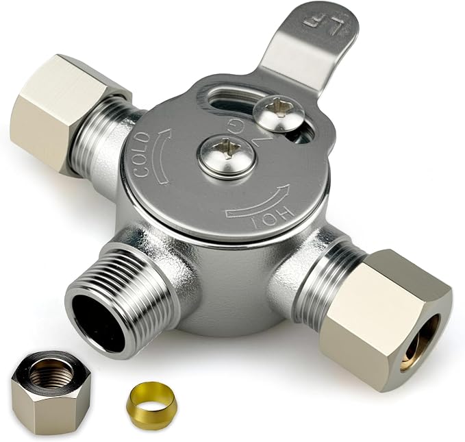 1PCS Water Mixing Valve, Hot and Cold Water Mixer, 3/8" Inch Inlets/Outlet | by Unknown