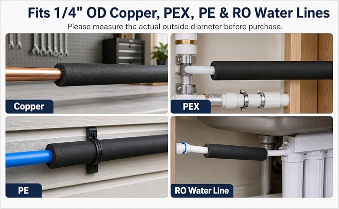 CARGEN 1/4" ID Foam Pipe Insulation Fits 1/4" OD Ice Maker Water Line | - Image 4