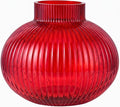 Red Glass Vase, Flower Vases for Bouquet, Ribbed Glass Vases for Flowers by YANWE