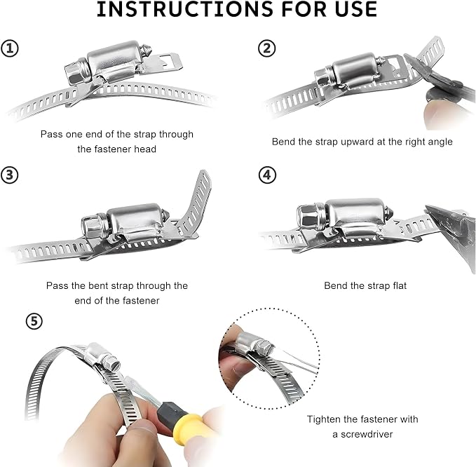 9 PCS Car Hose Clamp Kit, 12 FT 304 Stainless Steel Strap - Image 5