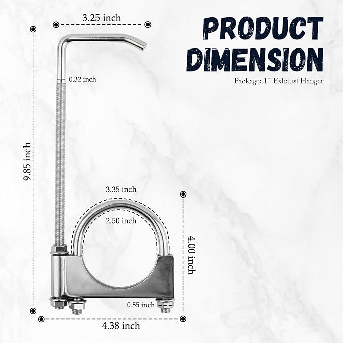2.5 Inch Exhaust Hangers, Heavy Duty Adjustable 2.5 Exhaust Clamp - Image 2