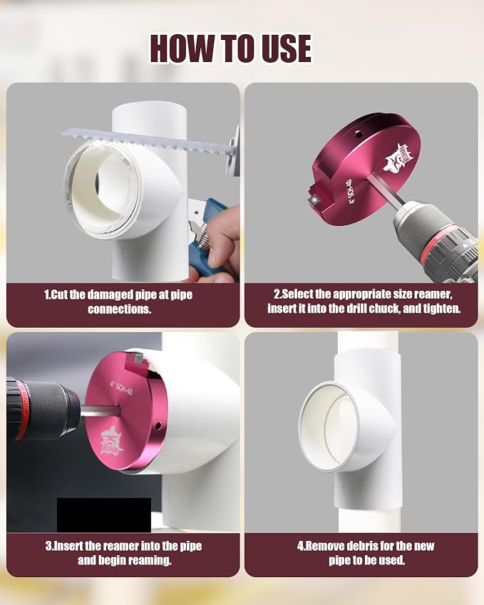 2 Pcs PVC Pipe Reamer Kit, PVC Fitting Saver, Plastic Pipe Fitting Reamer | - Image 2