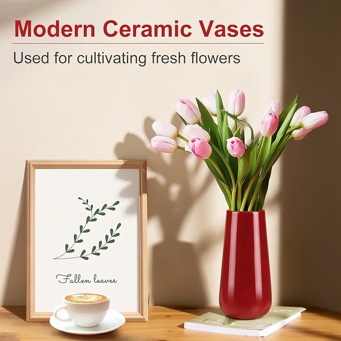 Ceramic Vase, GUKJOB Small Cute Flower Vase - Image 3