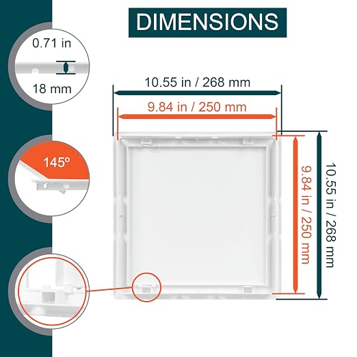 10" x 10" White ABS Plastic Plumbing Access Panel - Image 2