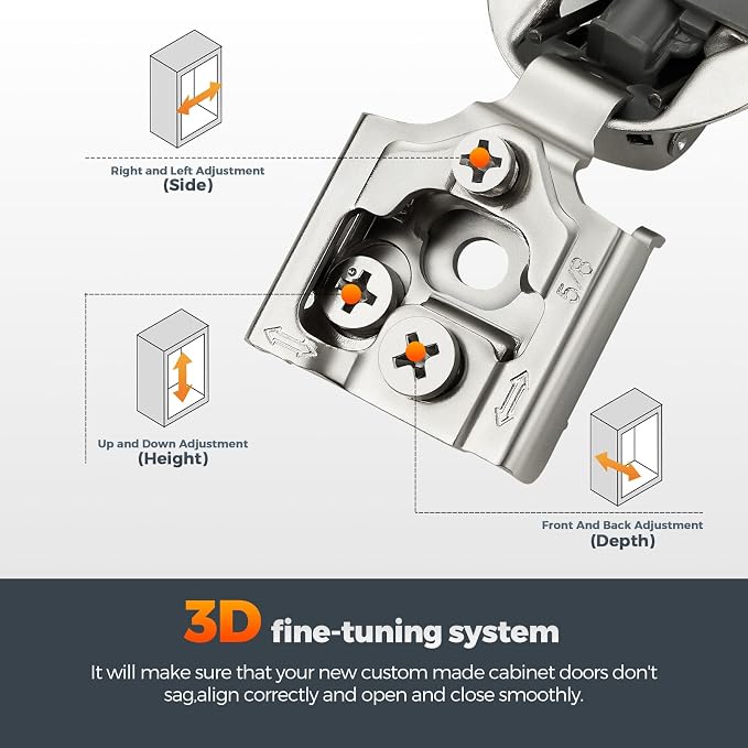 Satin Nickel Cabinet Hinges, 58 Inch Overlay, 10 Pack | Stainless Steel Build - Image 4