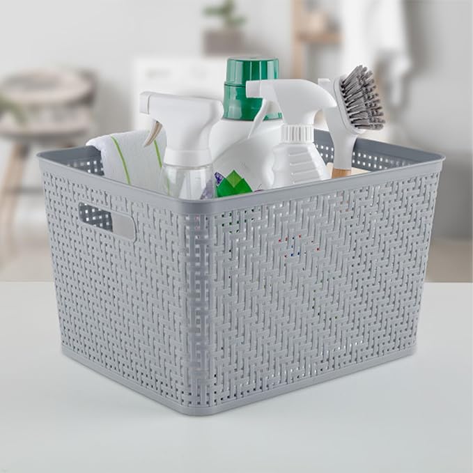 Sterilite 18 Pack Plastic Storage Bin Organization Containers, Tall Baskets - Image 5