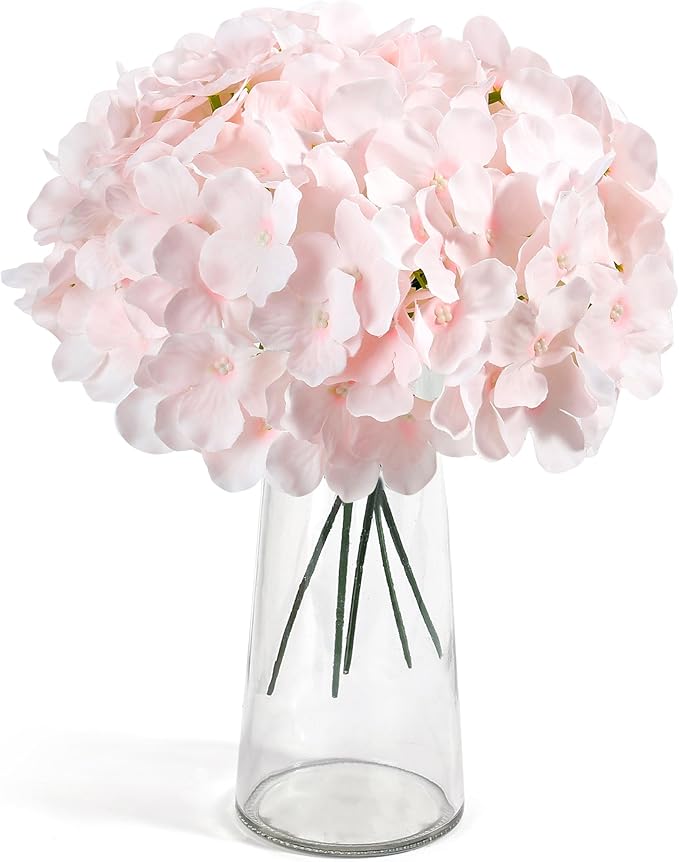 Auihiay 64Pcs Pink Hydrangea Artificial Flowers Bulk, Silk Hydrangeas | - Image 3