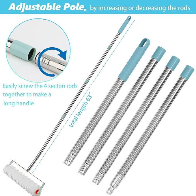 10 inch Spiked Roller with 62in Extension Pole Epoxy Roller Spiked Shoes - Image 5