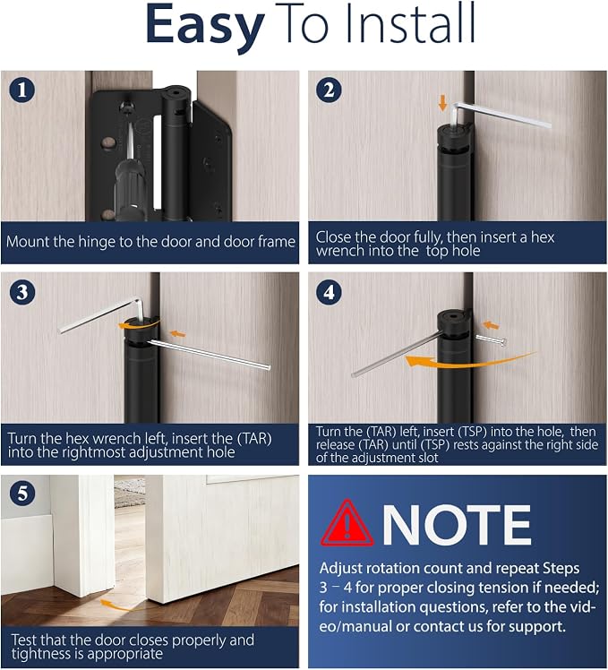 4 Inch Self Closing Door Hinges, 1/4" Radius Corners | Spring Loaded Hinges - Image 5