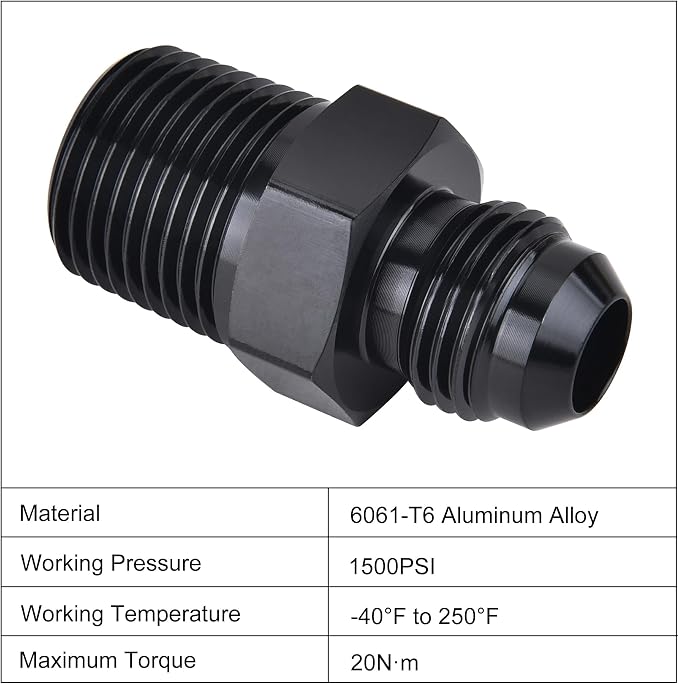 EVIL ENERGY 6AN Male Flare to 3/8" NPT Pipe Fitting Adapter Aluminum Straight - Image 3