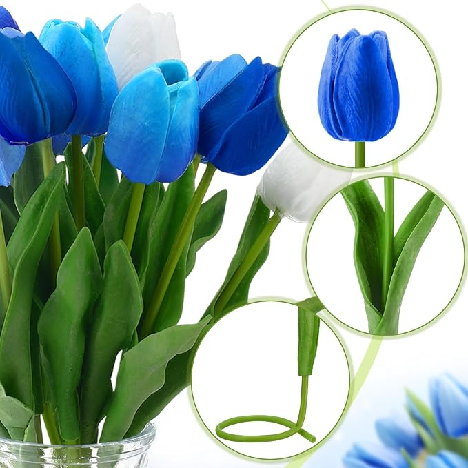 Janinka 100pcs Artificial Tulip Flowers Fake PU Tulips Faux Latex Bouquet - Image 3