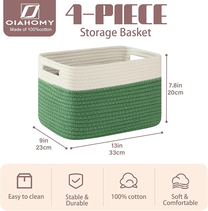 OIAHOMY 4 Pack Storage Basket, Closet Organizer - Image 2