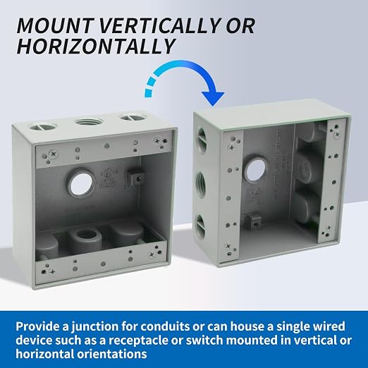 Double Gang 3-1/2" Outlet Weatherproof Box, 3 Pack, CUL Listed | Used in Branch - Image 6