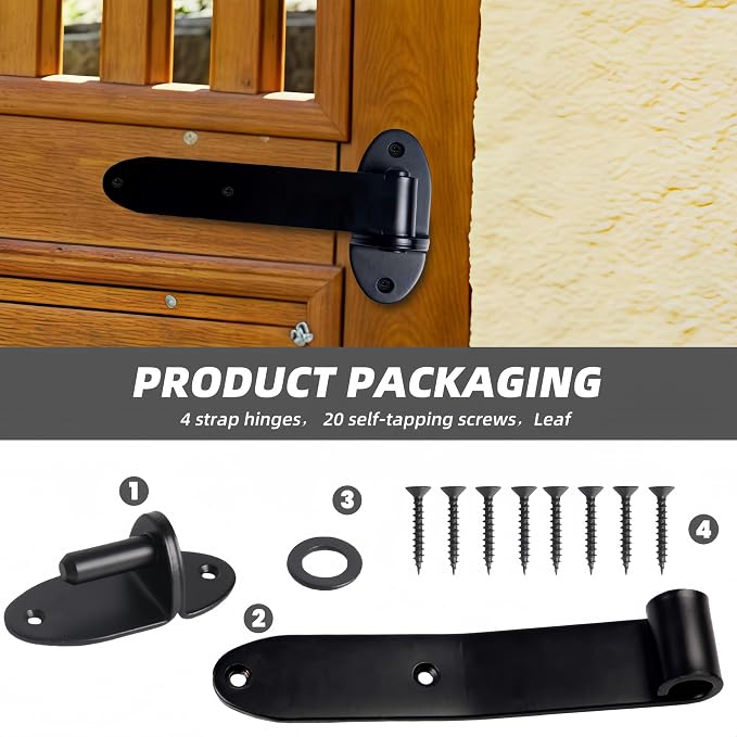 Heavy Duty Strap Gate Hinges 8 Inch, 180° Open Bolt-On Hinges - Image 4