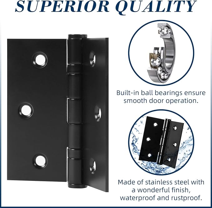 6 Pack 3.5 Inch x 3.5 Inch Door Hinges - Image 3