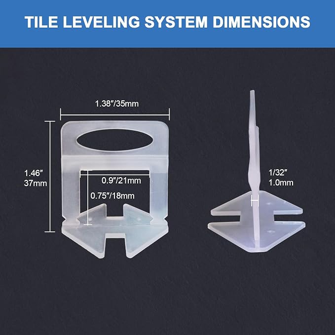 Tile Leveling System Clips 1/32" Tiles Leveler Spacers 1mm Tile Tools Set - Image 2
