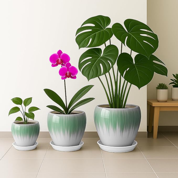 Deep Dream 10 Inch Plant Pot- Ceramic Planter Pot Round Plant Pots - Image 5