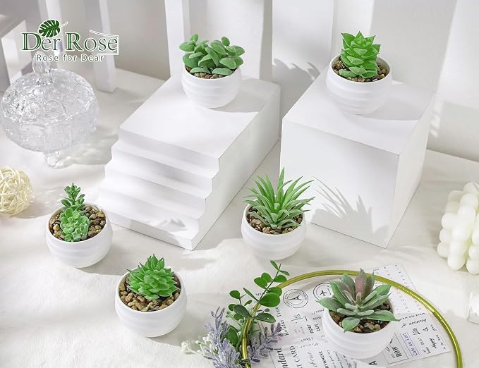 Der Rose 6 Pack Succulents Fake Plants - Image 4