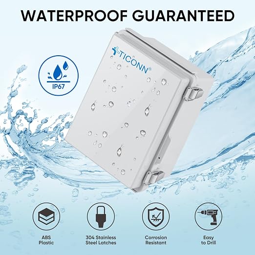 TICONN Outdoor Electrical Box Waterproof, ABS IP67 Junction Box Enclosure | - Image 2