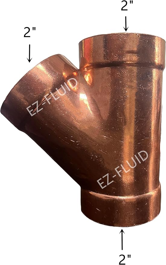 EZ-FLUID 2" Copper DWV Tee-Wye Copper Pipe Fitting C x C x C Sweat Sockets - Image 2