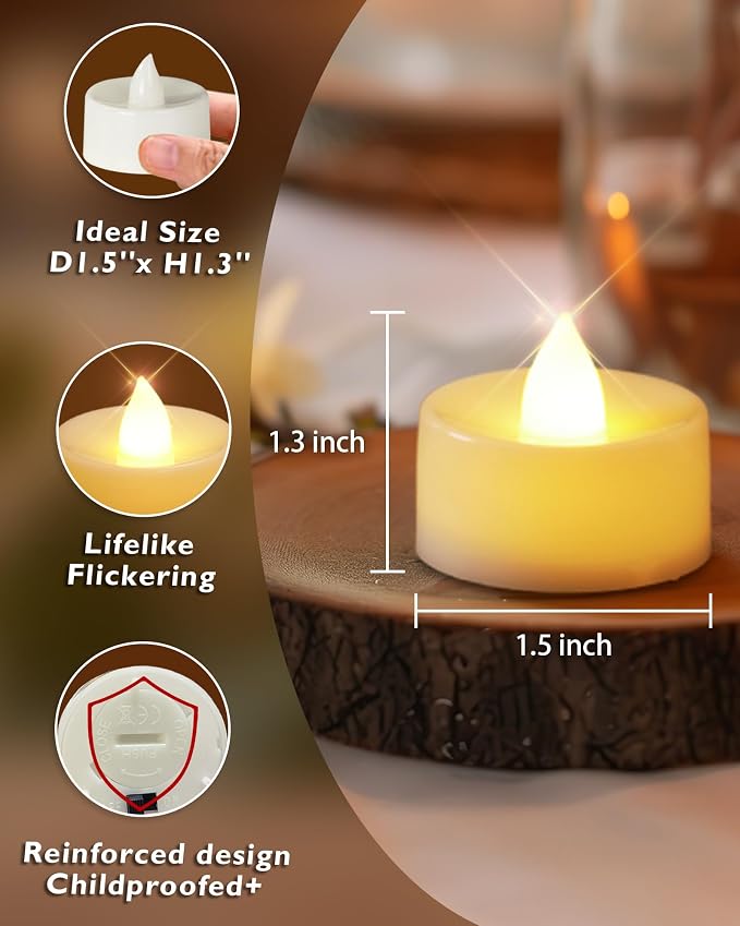 Homemory 50-Pack Flameless Tea Lights Candles Battery Operated, 200+ Hours | - Image 5