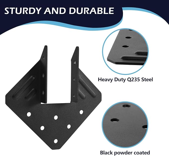 24Pcs Hurricane Tie for Rafter, Heavy Duty 2mm Thick Hurricane Strap | Black - Image 4