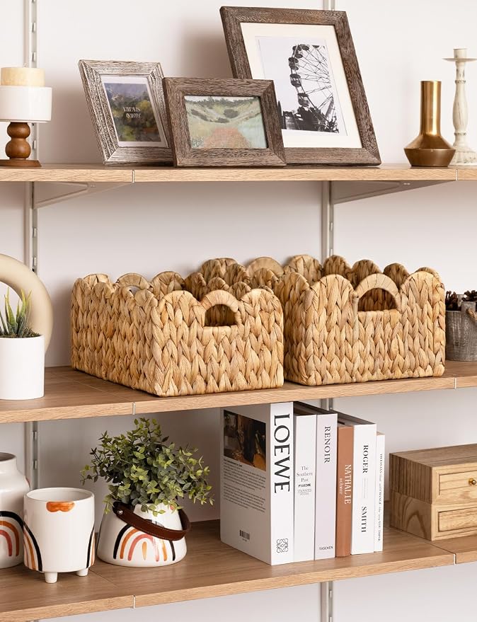 StorageWorks Scalloped Edge Wicker Basket, Hand-woven Rattan Baskets - Image 6