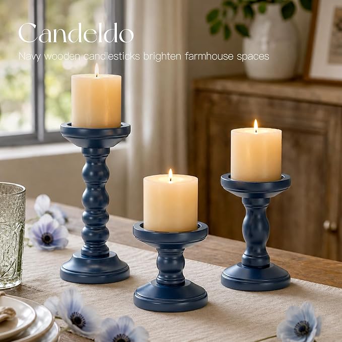Wood Candle Holder for Pillar, Table Centerpiece, Tall Shabby Chic Decor - Image 5