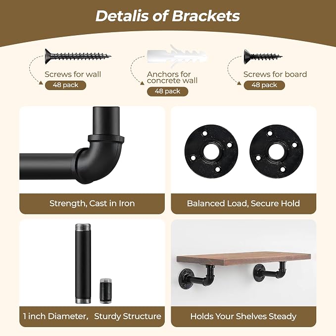 Industrial L Pipe Shelf Brackets - Image 8