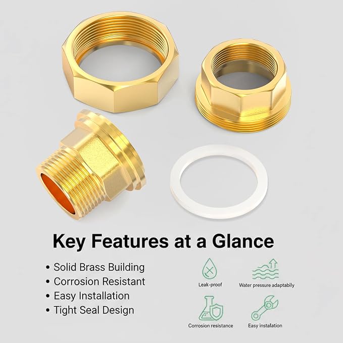 1PCS Brass Union，3/4" NPT Male x 3/4" NPT Female Brass Pipe Fitting - Image 7