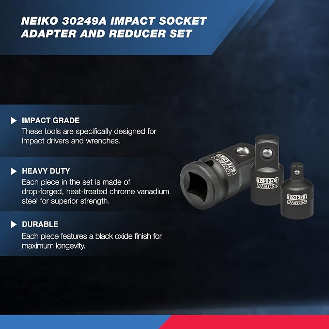 NEIKO 30249A 5 Piece Impact Socket Adapter Set, Standard SAE, 1/2" Cr-V Steel - Image 2