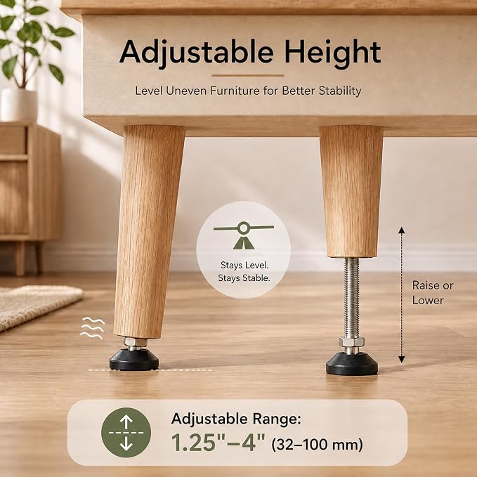 M10 Adjustable Leveling Feet, 4 Pack, 20° Swivel Base - Image 4