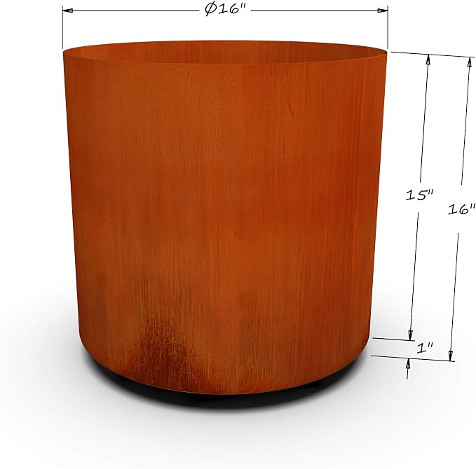 Large Round Planters for Outdoor Plants | 16x16 Inch Corten Steel Planter | - Image 4