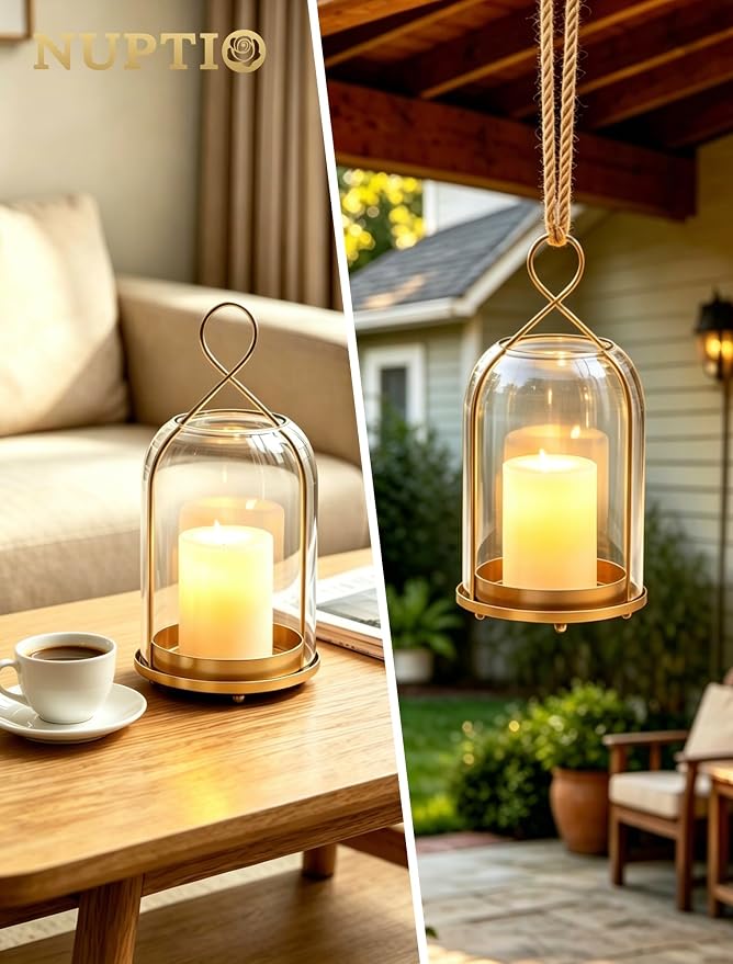 NUPTIO Glass Lanterns Decorative Outdoor, Table Centerpiece - Image 8