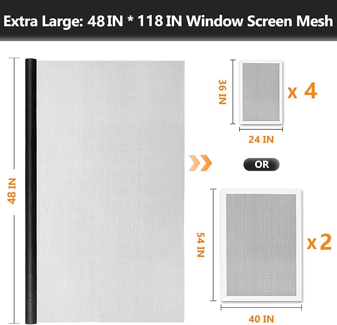 Secopad Window Screen and Screen Door Mesh Repair Kit, 48in x 118in | - Image 2