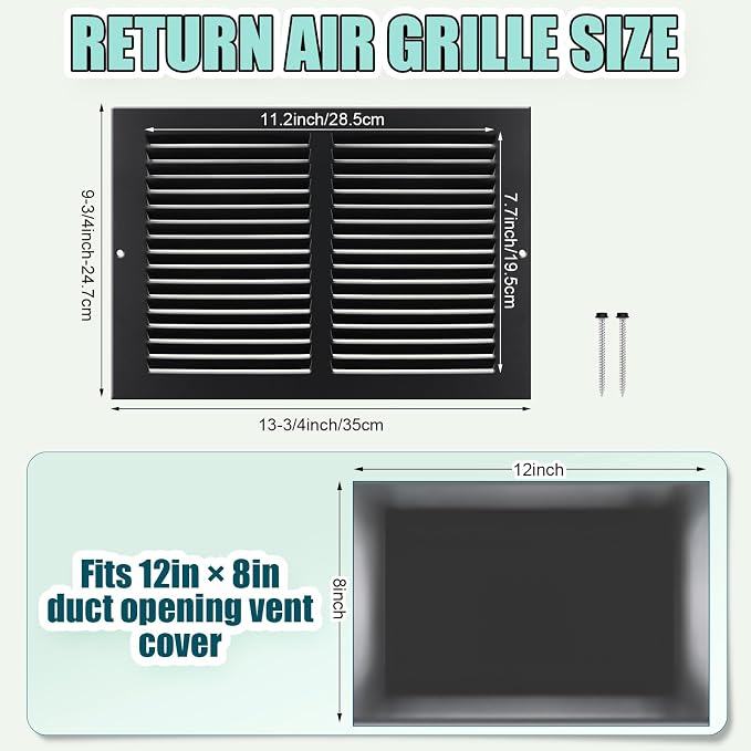 Blulu 6 Pack Fit for 12 x 8 Inch Duct Opening Return Air Vent Cover - Image 2