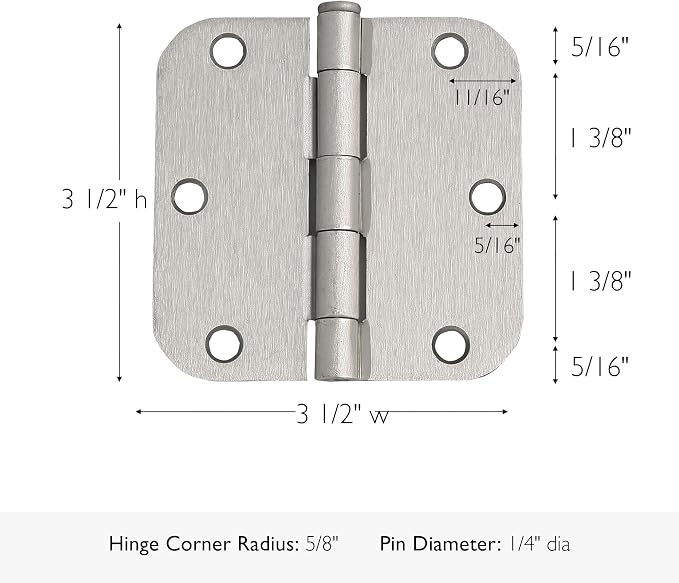 Design House Interior Door Hinge, Satin Nickel | 5/8" Radius, Traditional - Image 3