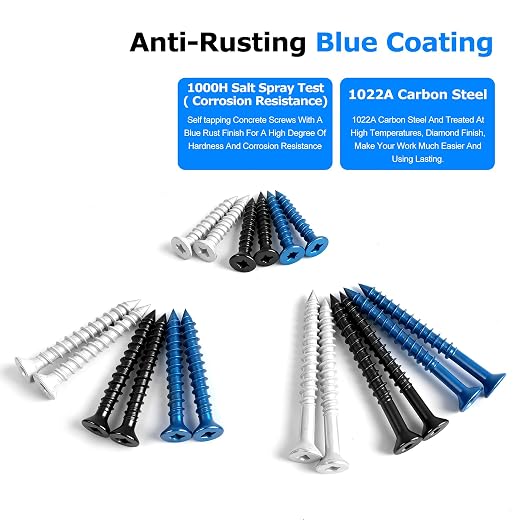 100PCS Concrete Screws Assortment Kit, 3/16" Flat Head Masonry Screws - Image 2
