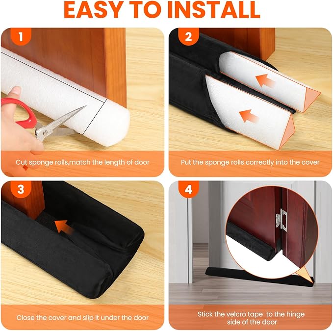 GDHOMM Under Door Draft Stopper Door Gap Filler Adjustable 30"-36" Weather - Image 4