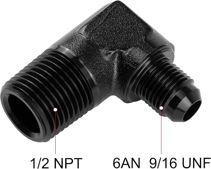 EVIL ENERGY 6AN to 1/2" NPT Male 90 Degree Fitting Adapter Aluminum 2PCS - Image 2