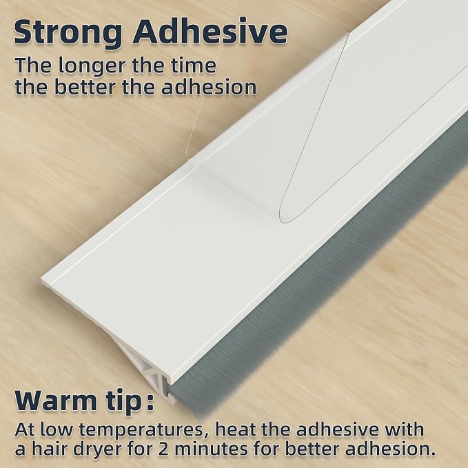 2 Pack Door Sweep with Brush, Adhesive Gap Filler - Image 6