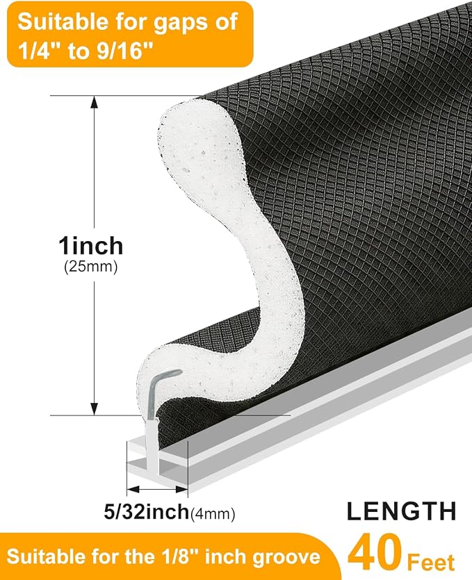 40FT Weather Stripping Door Seal: Sound Proof Draft Blocker Kerf Weather - Image 2