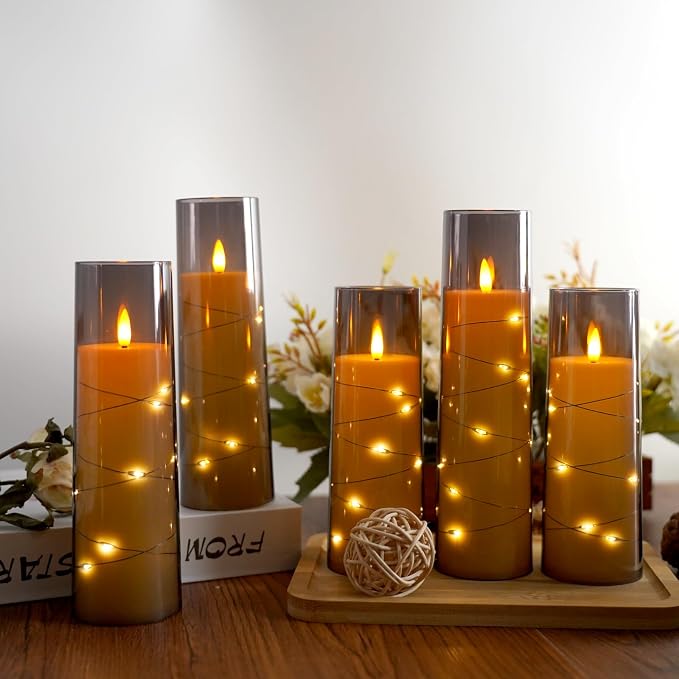 Flameless Candles, with Embedded Star String, Battery Operated Candles - Image 2