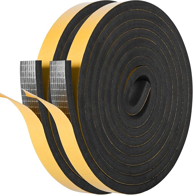 Self Adhesive Foam Tape Weatherstrip 3/4in x 5/16in x 20Ft High Density Foam by Kikerike