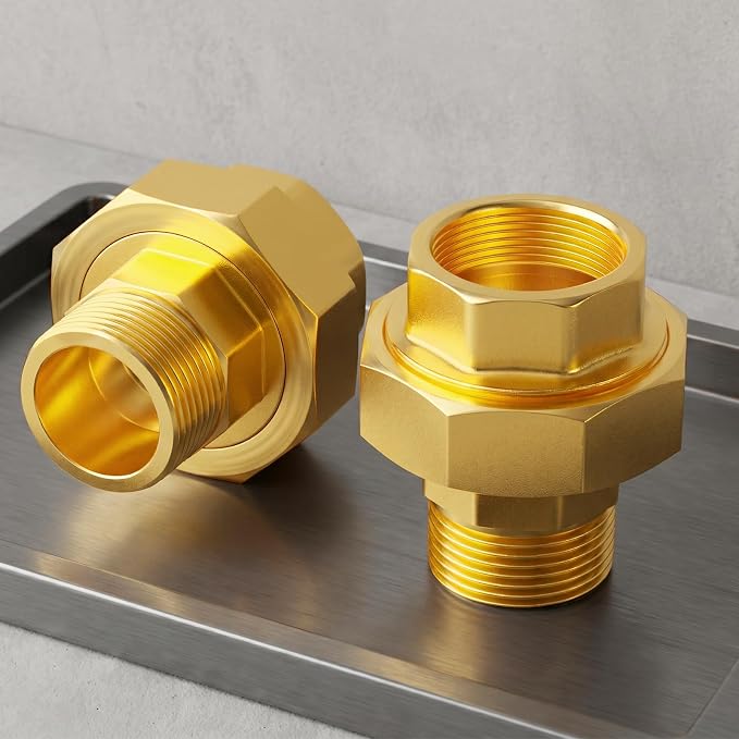 GASHER 2PCS 1-1/2" NPT Brass Union Pipe Fitting | 1-1/2 Inch Male x 1-1/2 Inch - Image 8